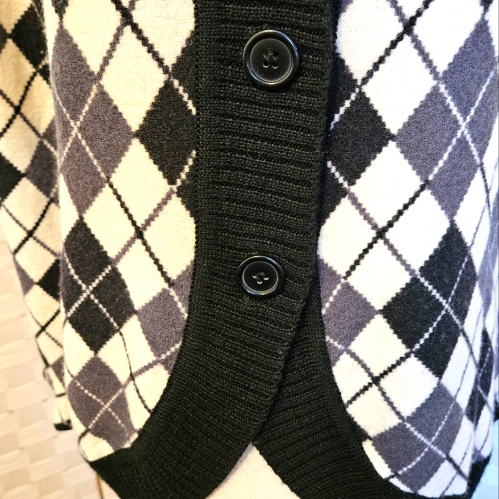Revue argyle 100% wool button-down cardigan size large - Picture 4 of 5